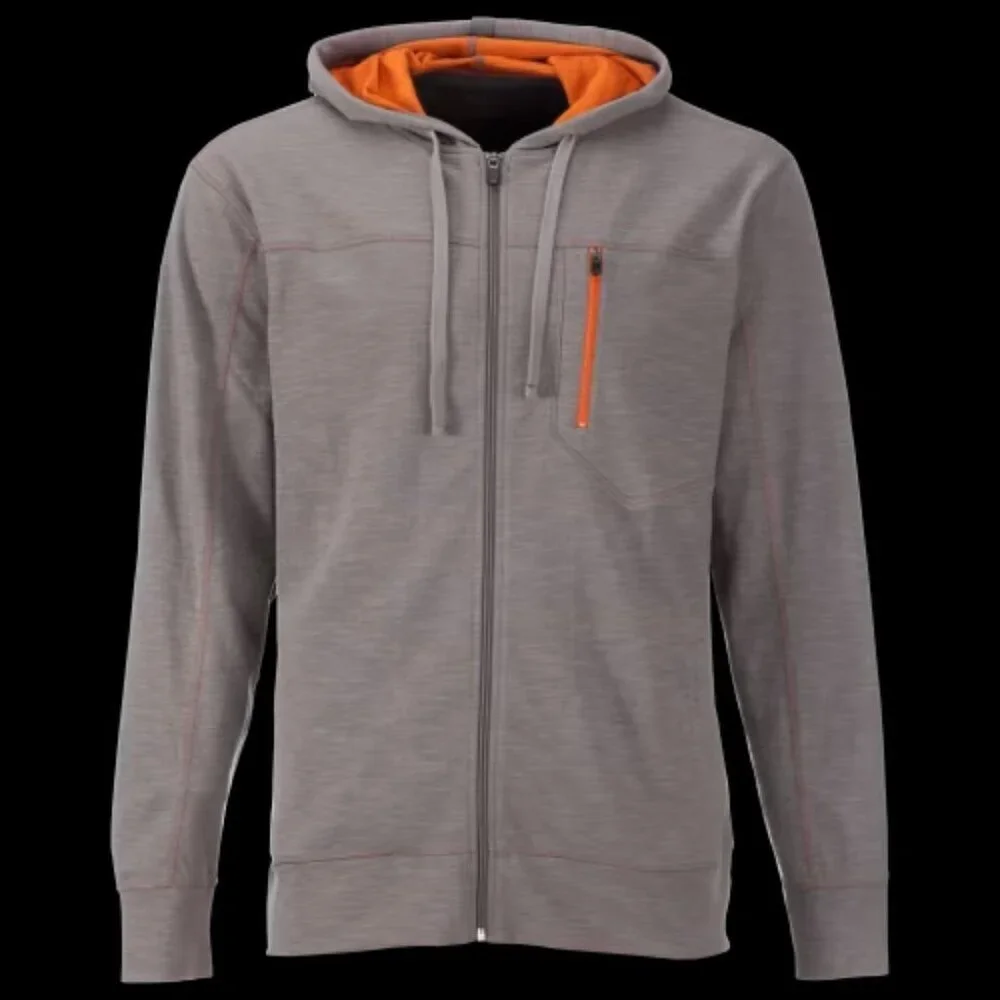 Eddie Bauer Gray Zip-Up Hoodie with Orange Accent Size Large